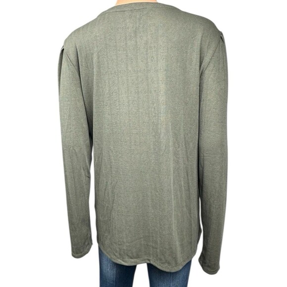 Well Worn Womens XXL Green Long Sleeve Shirt Crewneck Top Blouse New - Picture 5 of 9